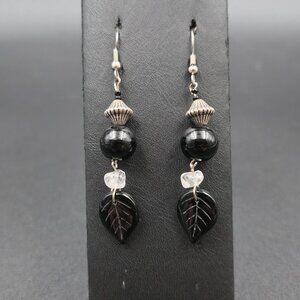 Silver Plated Nature Inspired Carved Leaf Earrings A7226